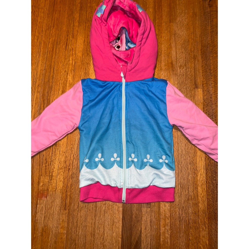 Cubcoats Kid Size 4-5 Years Pink Blue Trolls Poppy 2-in-1 Plushie Zip Up Hoodie